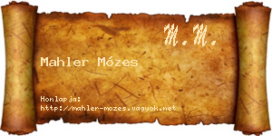 Mahler Mózes névjegykártya